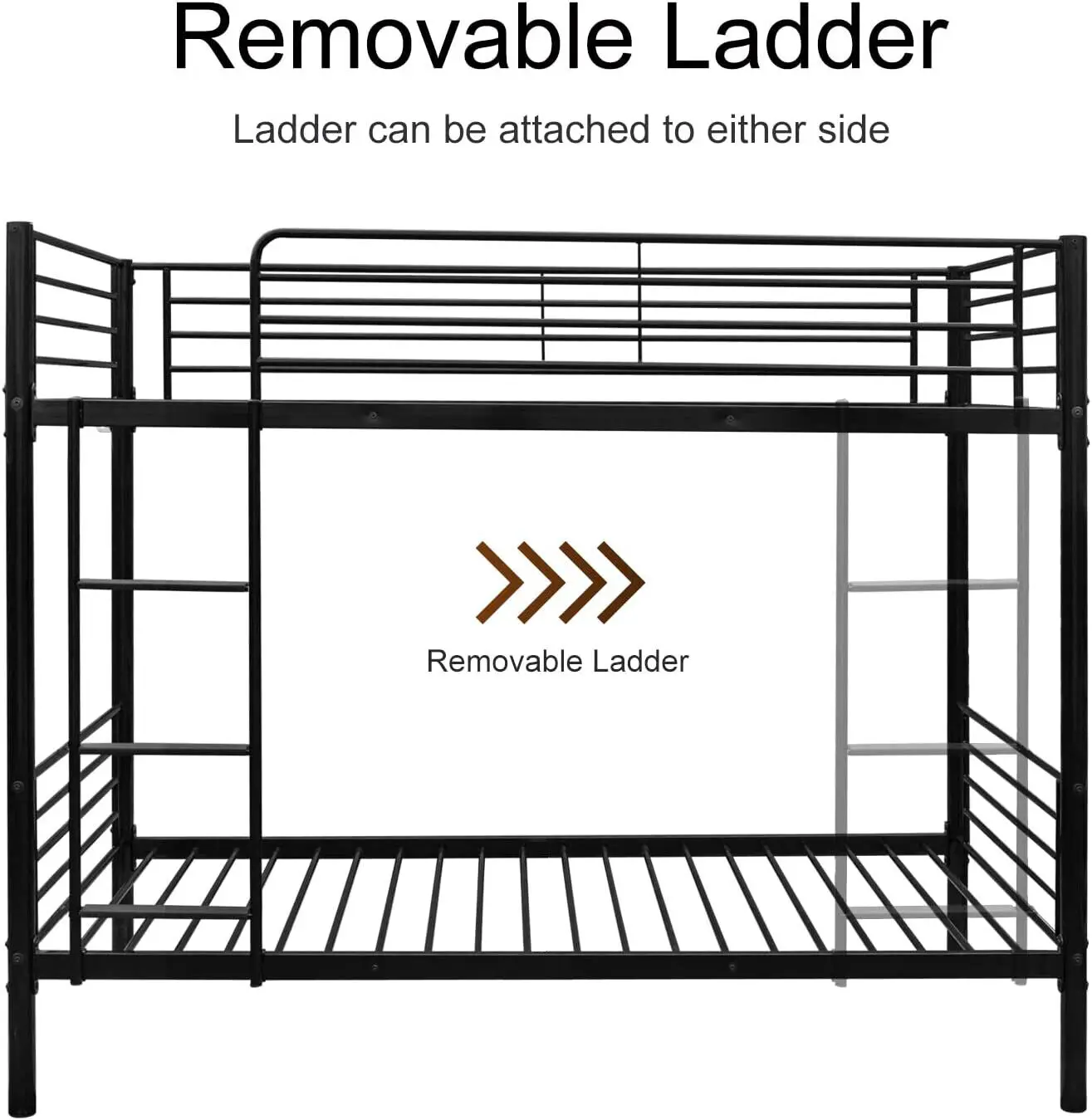 Zware Metalen Bed Frame Twin Over Twin Stapelbed Ladder Matras Fundering