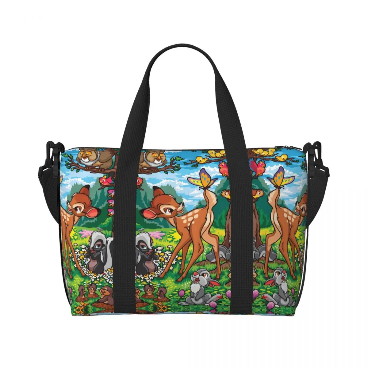 

Custom Bambi Tote Bag Women Large Capacity Classical Printing Animal Beach Gym Travel Bags