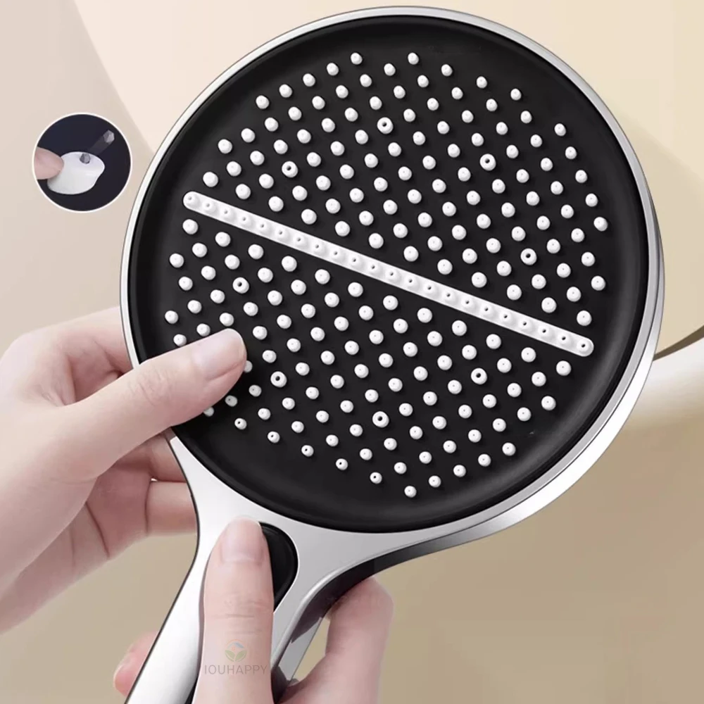 Pressure Boost Shower Head Black High Pressure Large Flow Spray Nozzle 15CM Big Panel 4 Modes Massage Shower Bathroom Accessorie