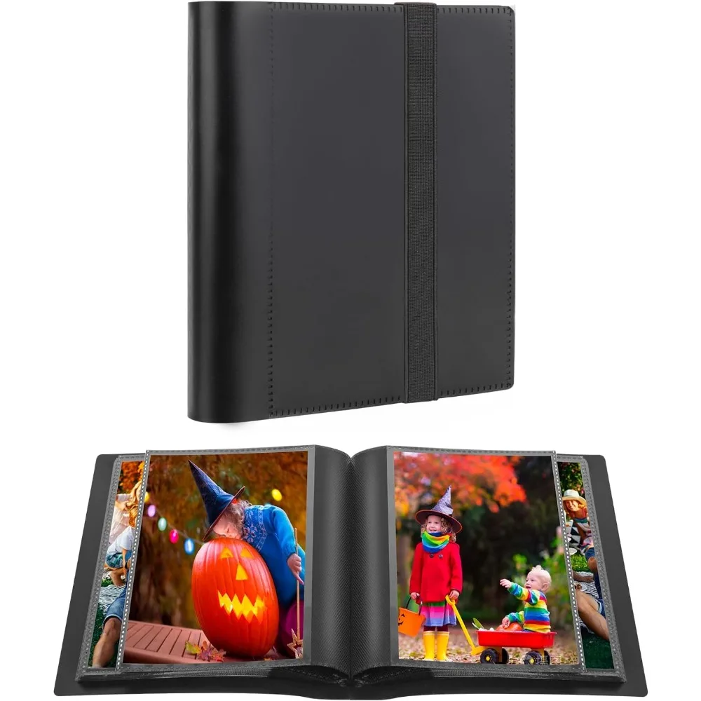 

Small Photo Album 4x6 Photos Black Inner Page with Strong Elastic band, Each Small Album Holds 64 Photos, 4x6 Mini Book Photo