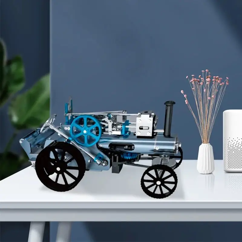 Electric steam car metal assembly model building block mechanical art assembly tabletop ornament