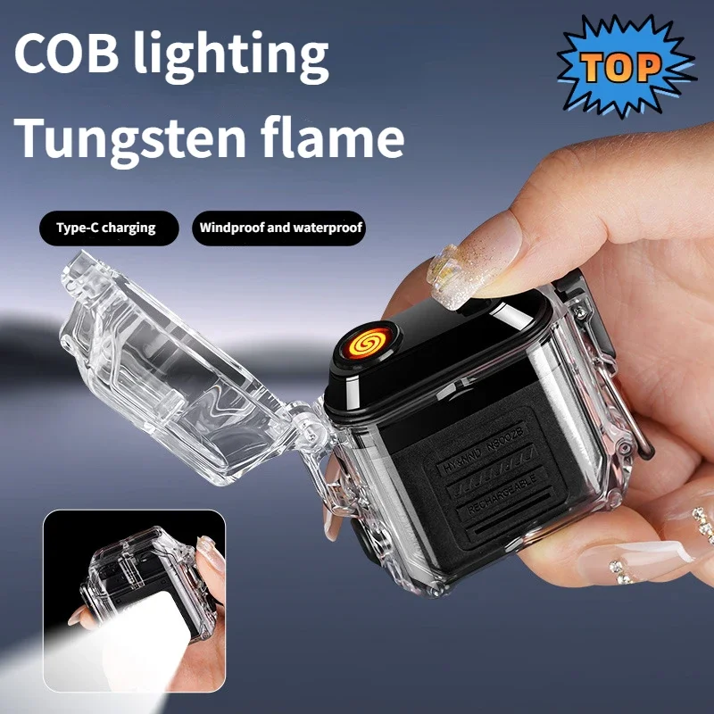 

New Creative Waterproof Tungsten Wire Lighter COB Lighting USB Electric Lighter Cigarette Lighter Gift Smoking Accessories