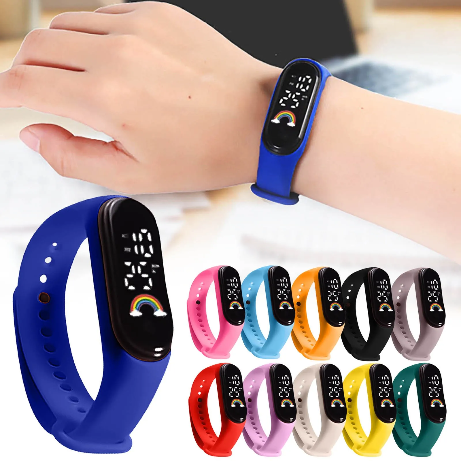 2025 Fashion Led Clock Number Display Outdoor Sports Digital Kids Wrist Watch Girls Boys Sport Wristband Watch Reloj Nino