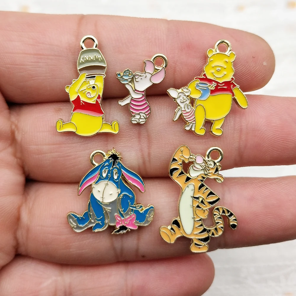 10pcs Anime Cartoon Charm for Jewelry Making Enamel Phone Keychain Earring Pendant Diy Accessories Alloy Metal Gold Plated