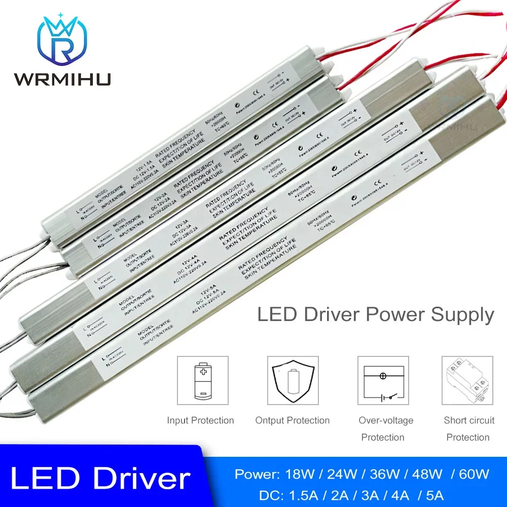 LED Driver 12V 1.5A 2A 3A 4A 5A Switching Power Supply Lighting Transformer 18W 24W 36W 48W 60W LED Strip Light Box