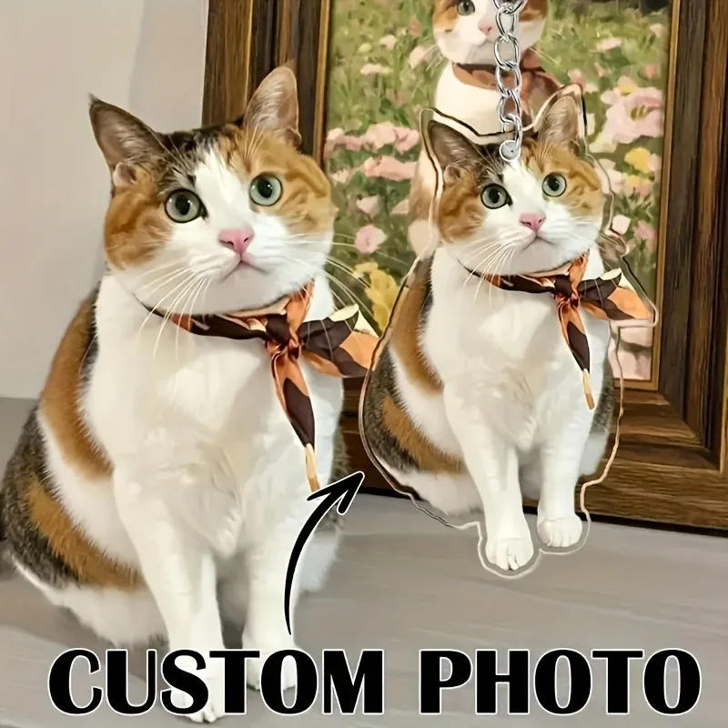 2D Flat - 2D Custom Photo Keychain - Personalized Pet Photo Souvenir with Dog Profile, Durable Acrylic Souvenirs for Mourning Pe image 4