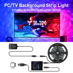 Immersive LED Strips TV PC Background Light RGBIC Dream Color Computer Screen Monitor Color Sync Smart Control Ambient Lamps