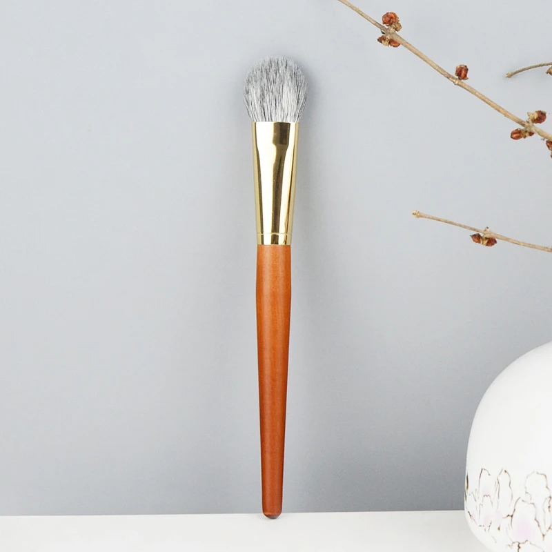 أدوات التجميل الأساسية الاحترافية، فرشاة أحمر الخدود ذات الشعر الطبيعي، تفاصيل الوجه، فرش مكياج الظل، فرش شعر الماعز، أحمر الخدود، برونزي #2