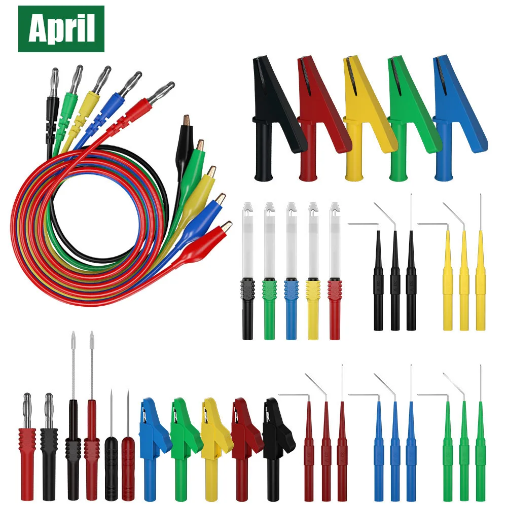 41-Piece Multimeter Accessory Set Various Test Probes Crocodile Clips Plug-In Test Leads for Different Measurement Needs