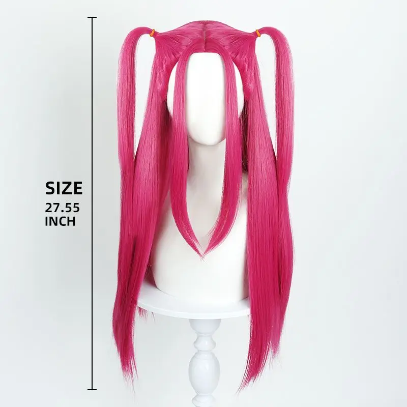 In Stock Mira Huntrix Cosplay Wig for Kids Anime Movie Hot Pink  70cm Long Hair Heat Resistant Synthetic Hair Wig + Wig Cap