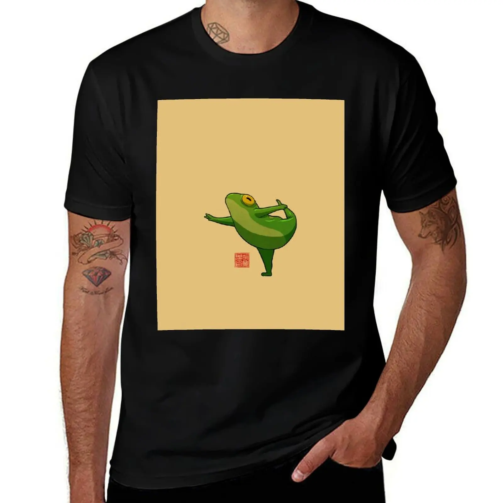 yoga frog dancer T-Shirt Basic Solid Color Short Sleeve T-Shirt
