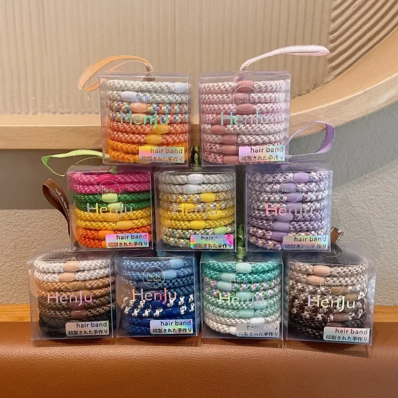 Multicolor Hair Ties Box Pack Elastic Ponytail Holder Soft Daily Hair Band Set Bulk Women Accessory No Damage Hair Ring ZY07