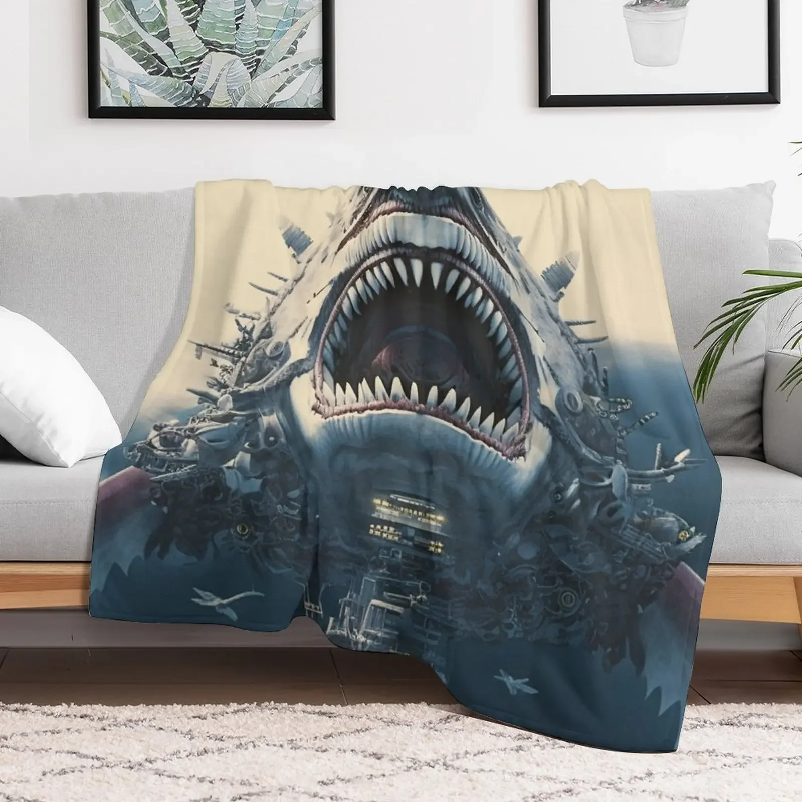 megalodon Throw Blanket Travel Size Cozy Blanket for Plane Train