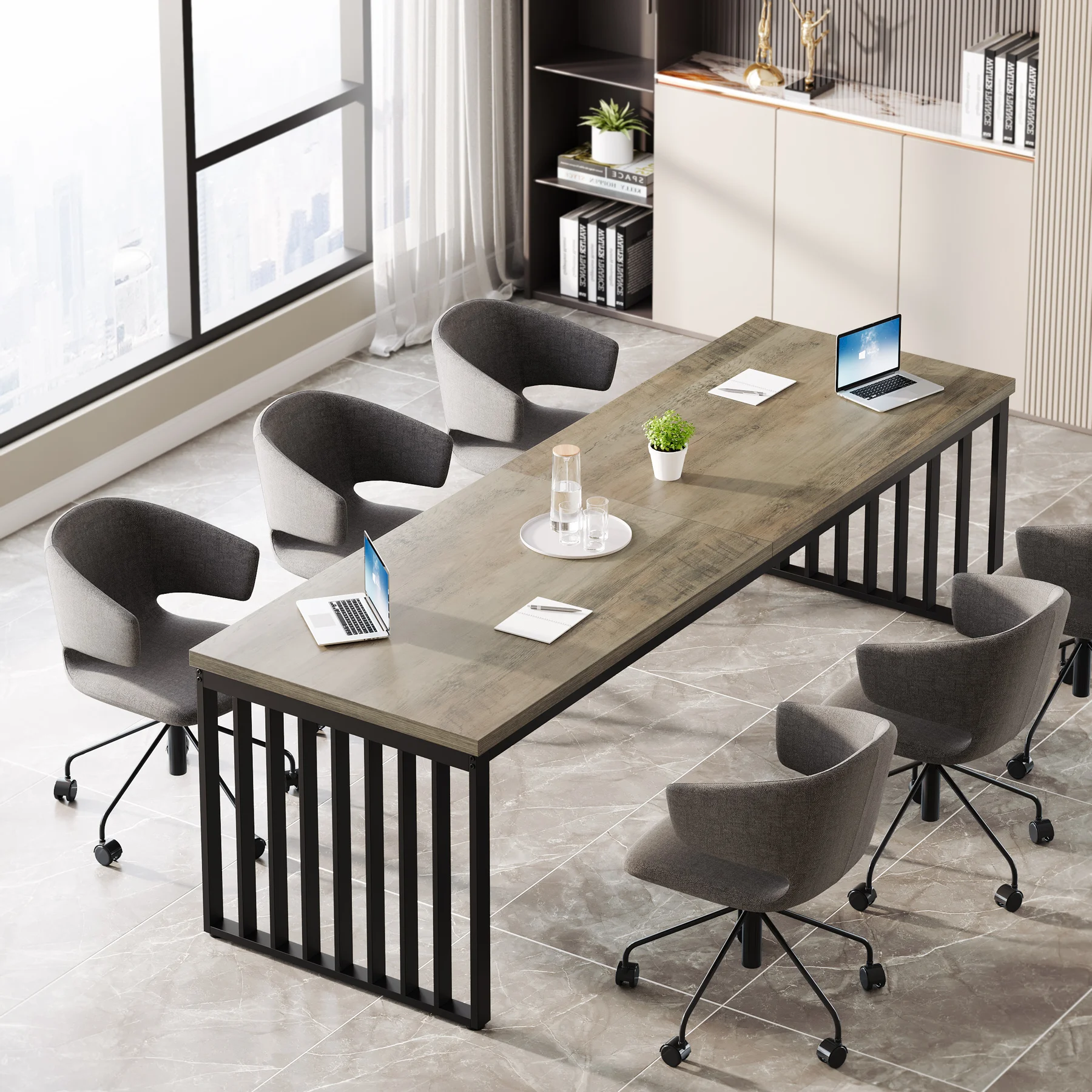 Tribesigns for 6-8 People Adjustable Conference Tables Contemporary Conference Table Eco-friendly Conference Tables