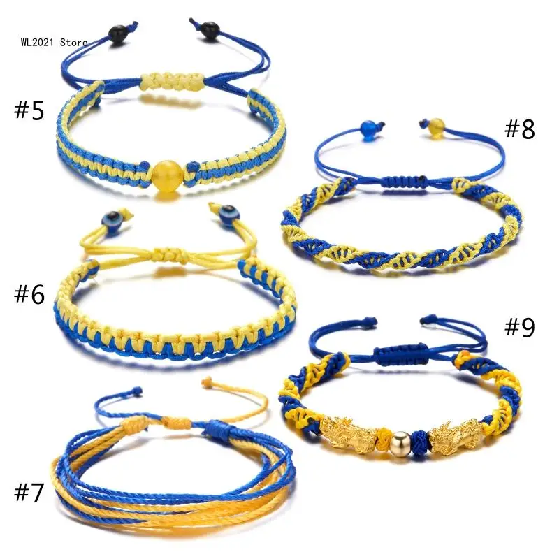 Yellow Blue Bracelet Wrist Rope Handmade Braided Blue and Yellow Rope Bracelets Yellow Blue Flag Bracelet Jewelry Unisex