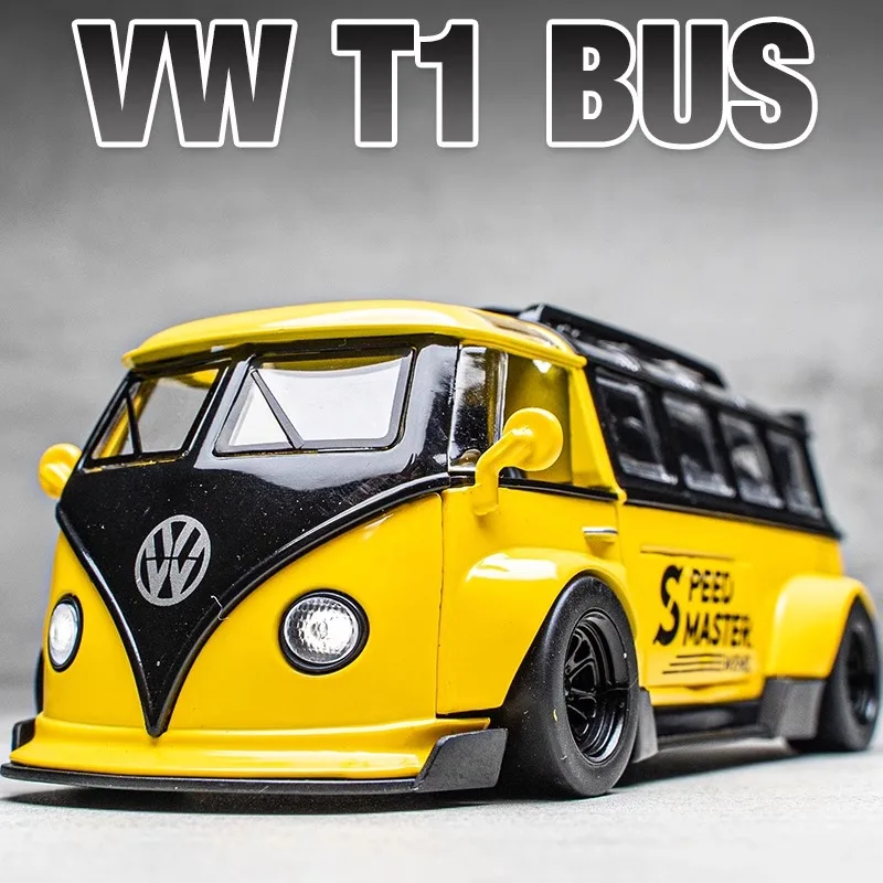 1:32 Scale Volkswagen Bus T1 Modified Metal Alloy Diecast VW Car Model Collection Vehicle Kids Toy Car Holiday Gifts Box Present