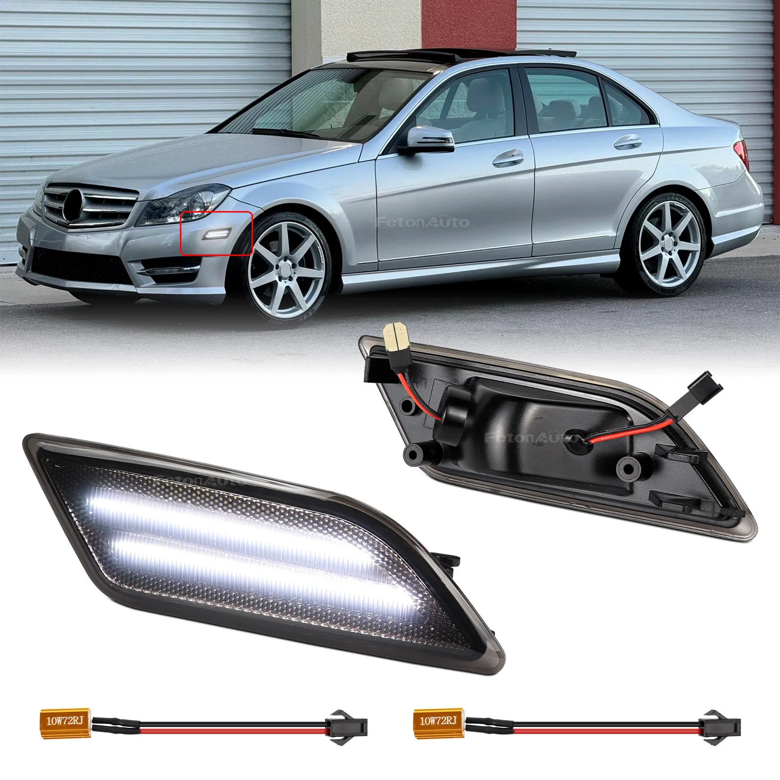 LED Fender Driving Side Marker Front Bumper Indicator Light For Mercedes Benz C-Class W204 C250 C300 C350 C63 AMG 2012-2014
