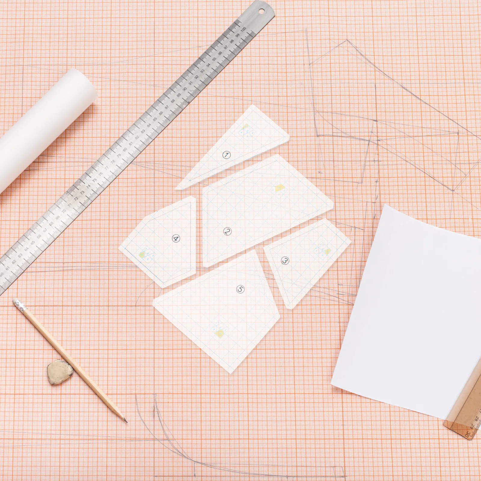 

5pcs Sewing Template Kit Multi-Function Clothing Sample Cutting Rulers Professional Patchwork Template Diy Quilting Tailor Craft