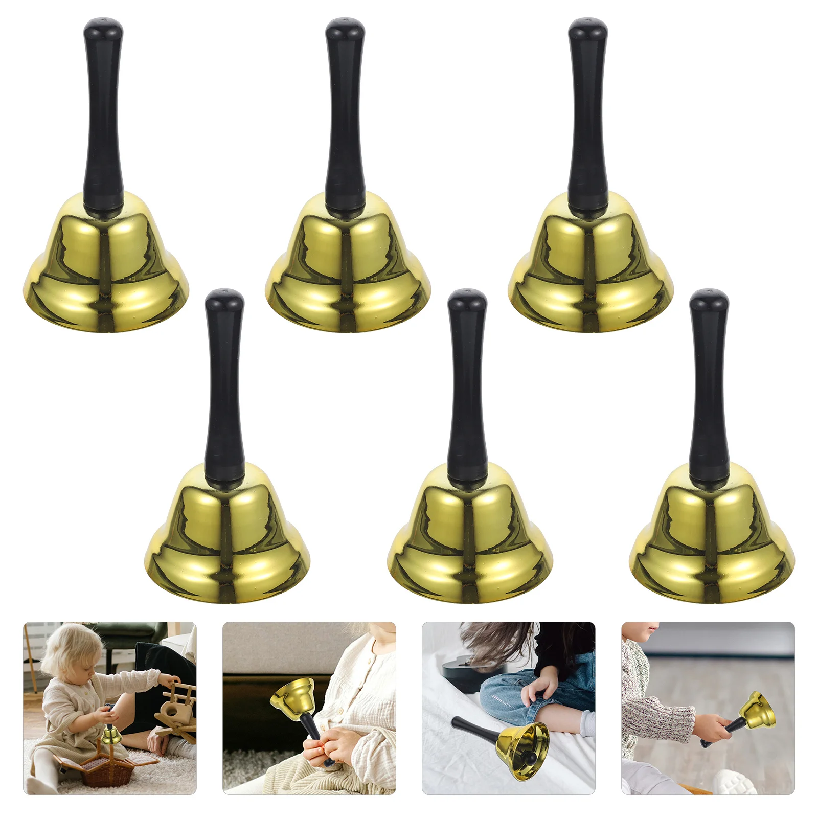 6 قطعة عيد الميلاد اليد جرس أجراس معدنية ديكور حفلة دعوة أجراس صوت عال لمطعم بار جرس اليد المعدنية #2