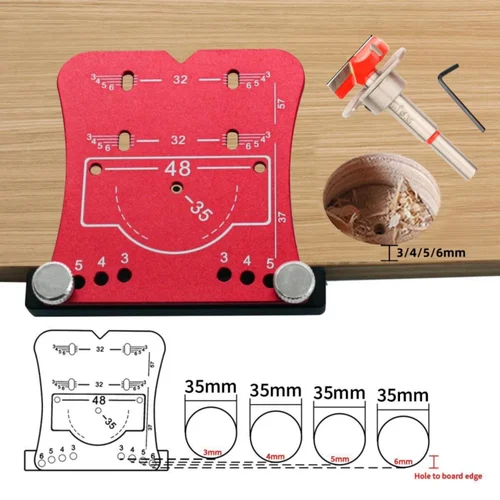 목공 힌지 구멍 오프너 펀치 도구, 펀치 로케이터 및 제한 프레임, 빠르고 정확한 드릴링 및 힌지 장착, 35mm 