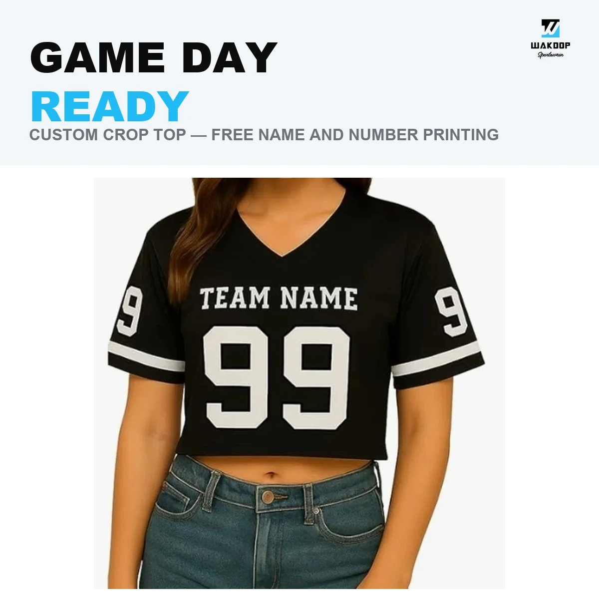 Custom Football Jersey Crop Tops for Women Personalized Team Name Number Girls Streetwear Cropped Jerseys Shirts
