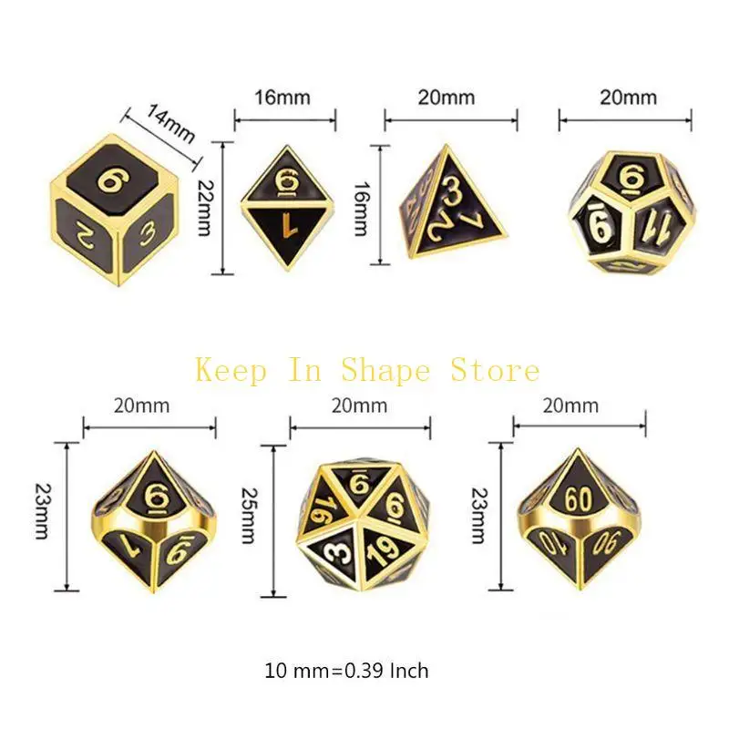 U1JC 7 قطع Polyhedral الزنك سبائك لعب الأدوار لعبة الزهر الزهر