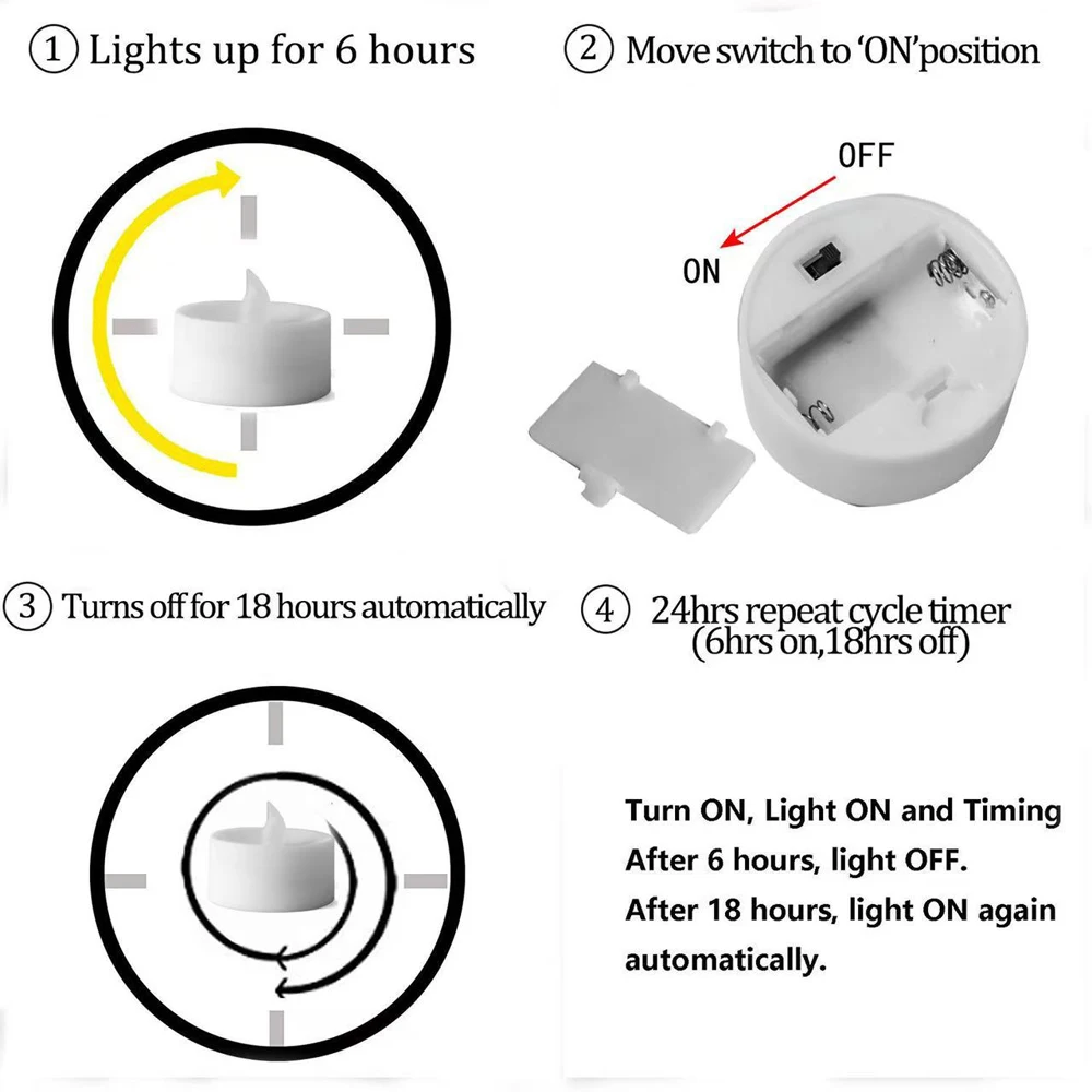 6Pcs LED Electronic Candles Battery Powered Fake Flashing Tea Light Outdoor Garden Lamp for Wedding Banquet Christmas Decoration