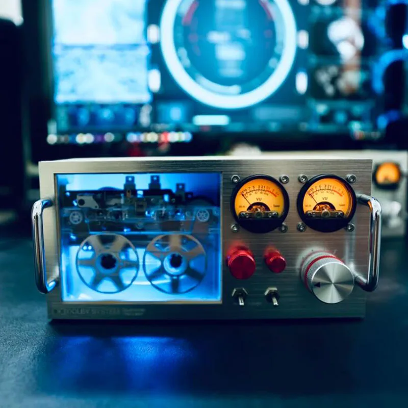 Desktop Audio Reactive Atmosphere Light VU Meter Decor Retro Tape Cassette Bluetooth APP Control USB Powered (Transparent Case)