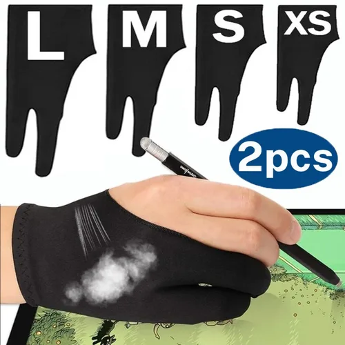 Guante de dibujo con rechazo de palma, guantes de dos dedos para Apple iPad, tableta capacitiva, pantalla de artista, tableta gráfica de mano derecha/izquierda