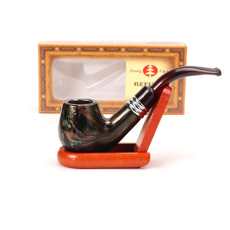 

New Resin Wood Smoking Pipe Snake Scale Bent Pipes Chimney Glown Tobacco Pipe Tube Cigar Grinder Smoke For Men's Gifts Smoking