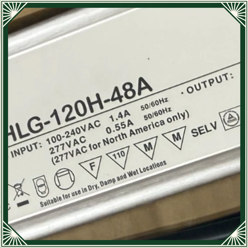 1Pc HLG-120H-48A waterproof power supply, input voltage 100-240VAC, output 48V 2.5A