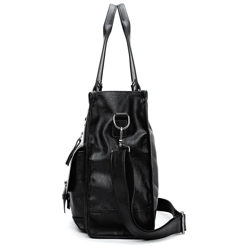 New Fashion Multifunction Briefcase PU Leather Men\'s Crossbody Messenger Bag Business Men Big Bag Zipper Shoulder Handbags