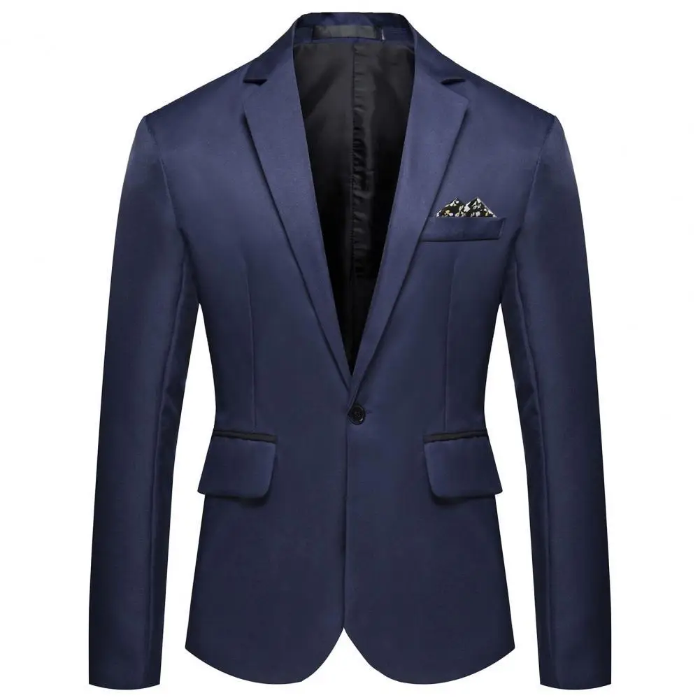 

Jackets for Men Fashion One Button Lapel Casual Men Blazer Long Sleeve Decorative Pocket Suit Coat Workwear мужская одежда