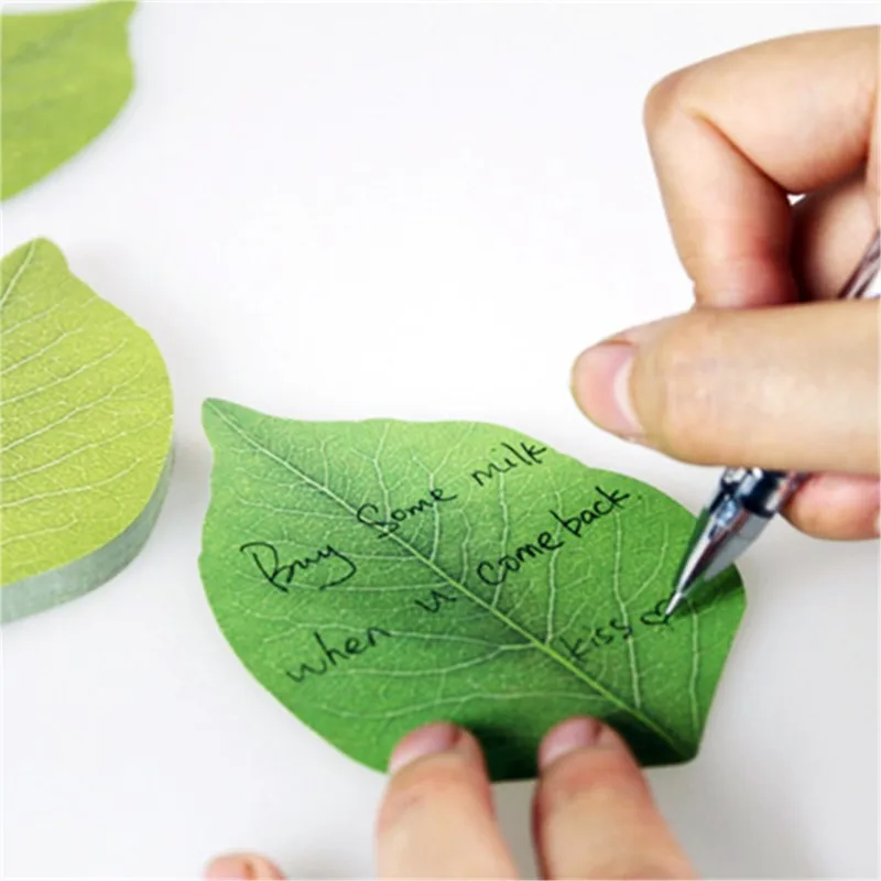 4 pcs/Lot total 200 page Leaf Shape Sticky Notes Cartoon Memo Pad Sticker Bookmark Stationery Office Accessories