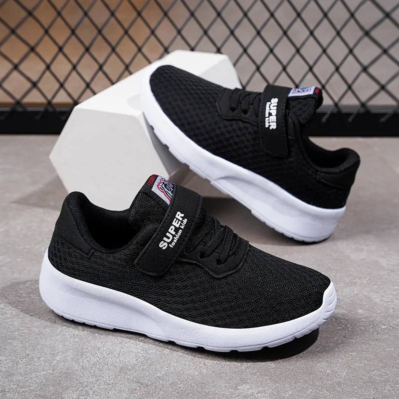 

Girls Spring Autumn Solid Color Sneakers Children Mesh Casual Shoes Soft Soled Boys Fly-woven Velcro Breathable Sneakers Kids