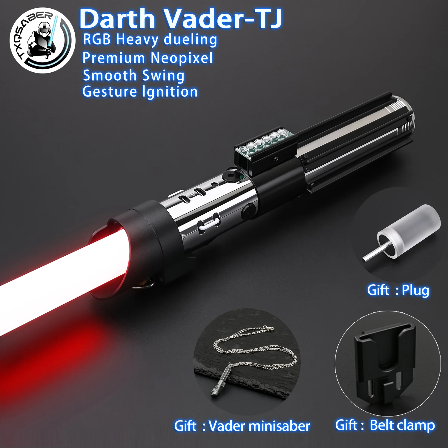 

TXQSaber DarthVader-TJ Lightsaber New Pixel SN Proffie Laser Sword with Led Blade SD Card Metal Handle Jedi Heavy Dueling Laser