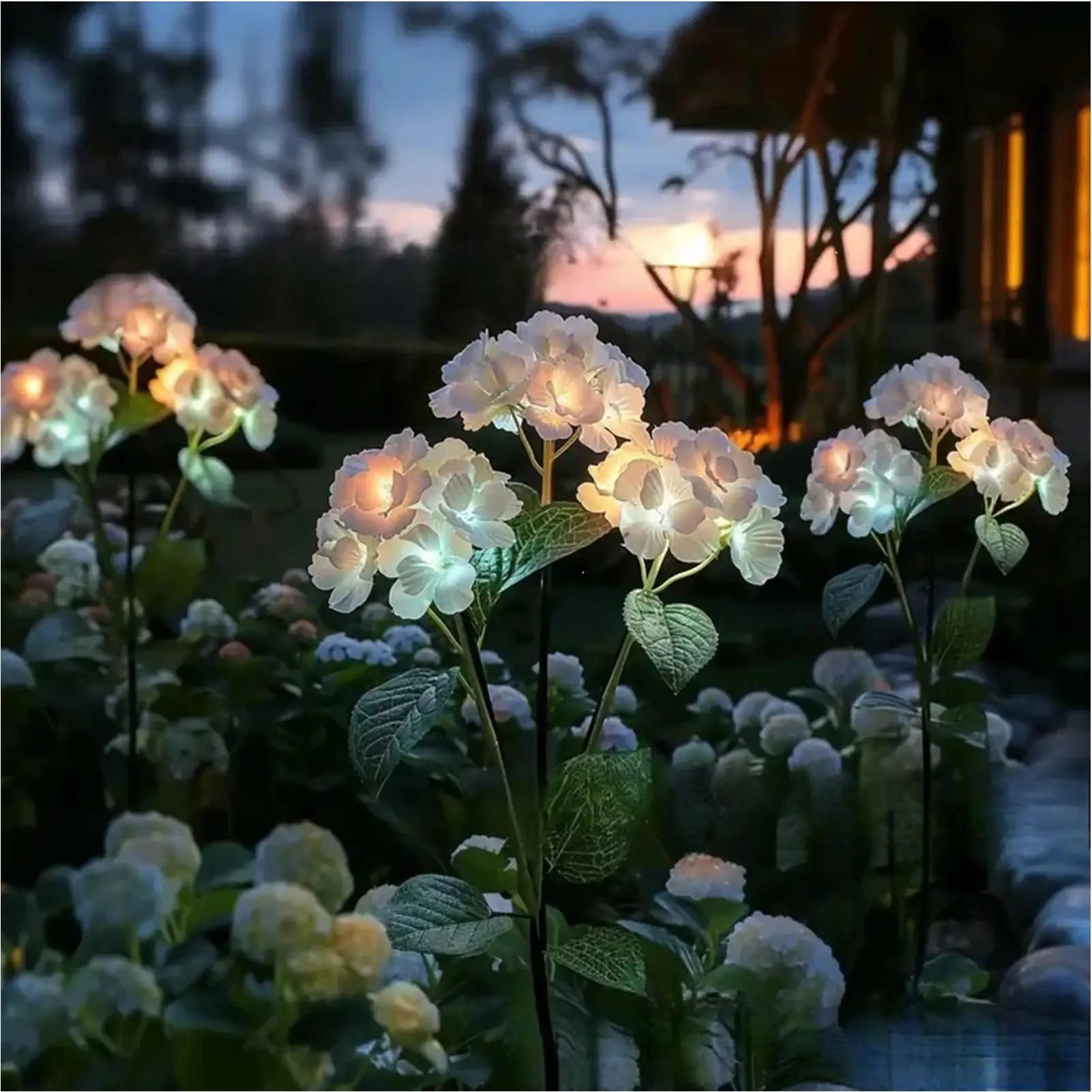 

Solar Lights Outdoor Decorative Waterproof Hydrangea Walkway Lighting LED Solar Yard Lights For Yard Patio Backyard Porch Lawn