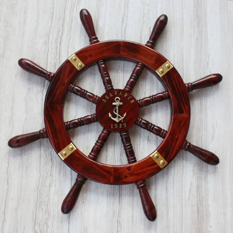 For Vintage Navigation Rudder Bar Restaurant Decoration Solid Wood Crafts American Mediterranean Steering Wheel Wall Hanging