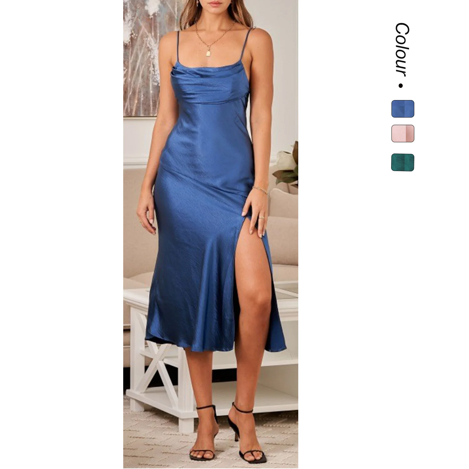 2026 Summer New Style Socialite Mature Back Tie Split Strap Dress - 8607 Summer Long Dress Clothes Prom Lace