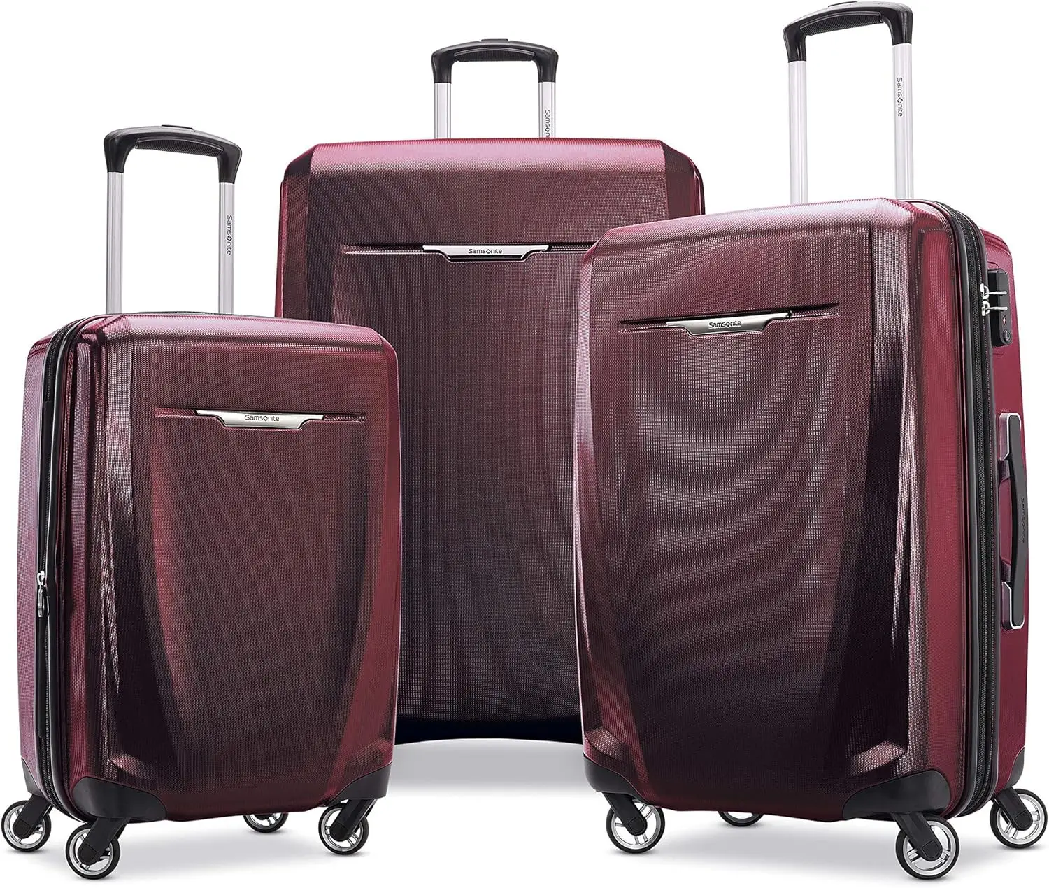 

Samsonite Winfield 3 DLX Hardside Expandable Luggage with Spinners, Burgundy, 3-Piece Set (20/25/28)