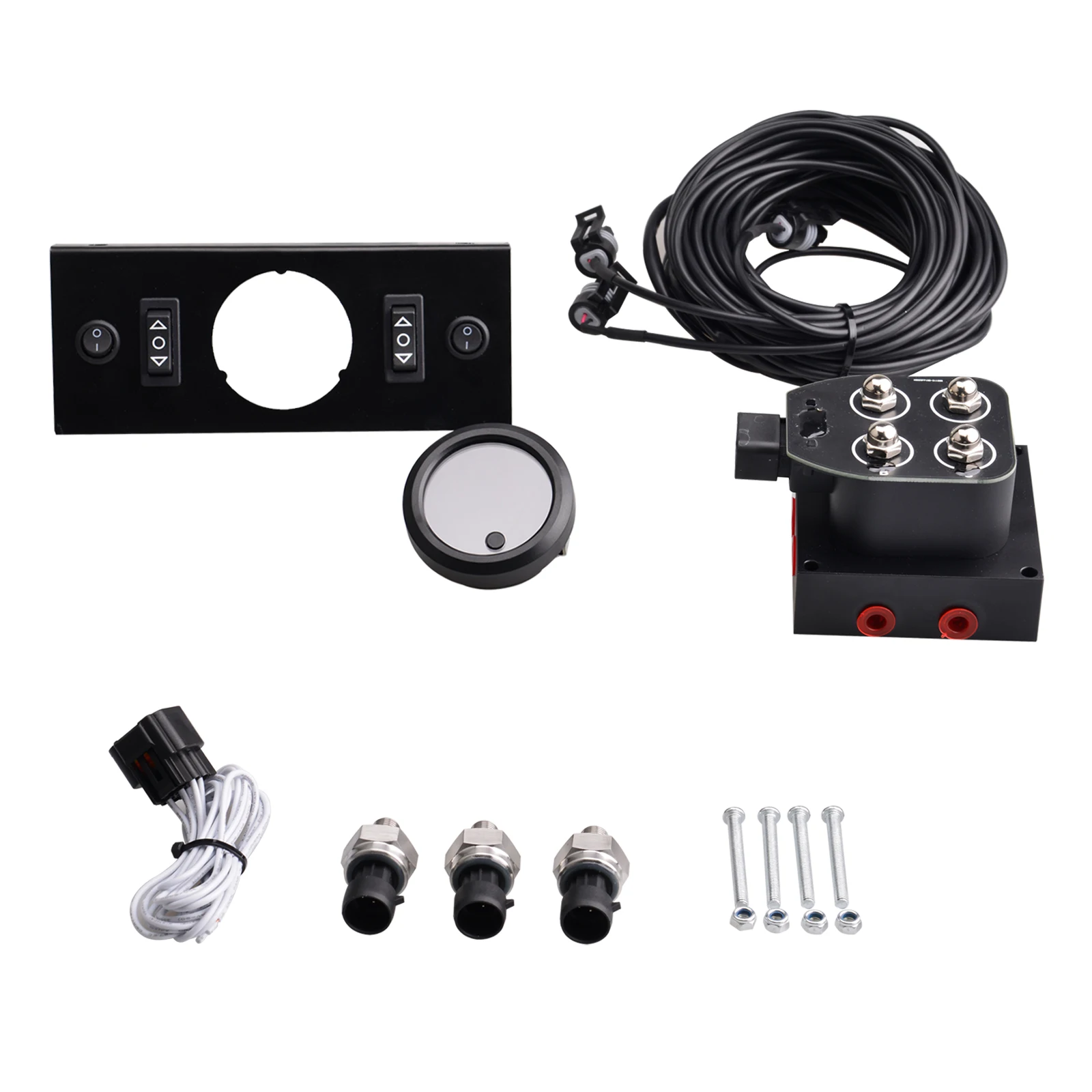 Universal Air Ride Suspension Three in One Display Pressure Gauge With Solenoid Valve and Control Panel Ship Type Switch Kit