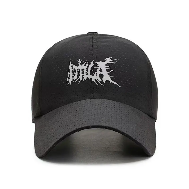 Metal Crack Demon Quick Dry Baseball Cap Adjustable Unisex Flat Brim Hat for Golf Fishing and Casual Wear