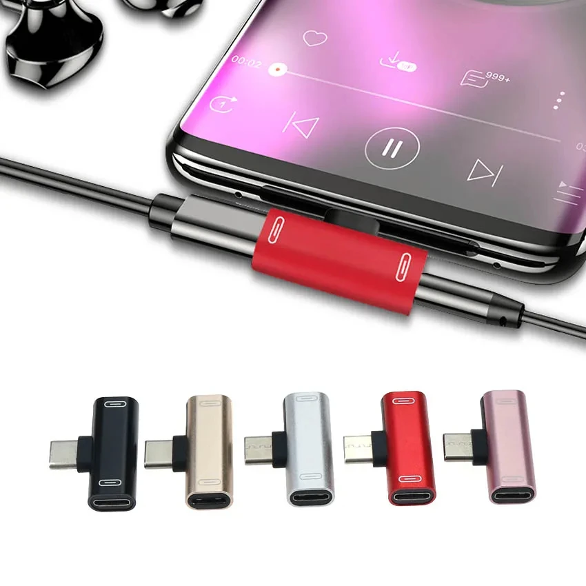 1PC 3 in 1 Double type-c adapter type-c charge cable charger earphone converter for smartphones headphone Multifunction adapter