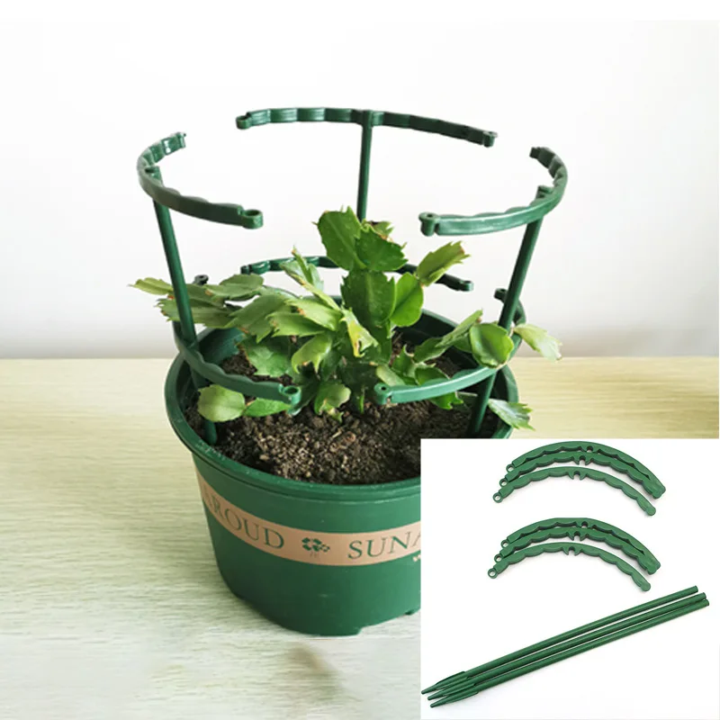 Gaiola de suporte redonda de plástico para plantas e flores, suporte para vaso de plantas, semicírculo, casa verde para pomar, haste de fixação, ferramenta de jardinagem para bonsai