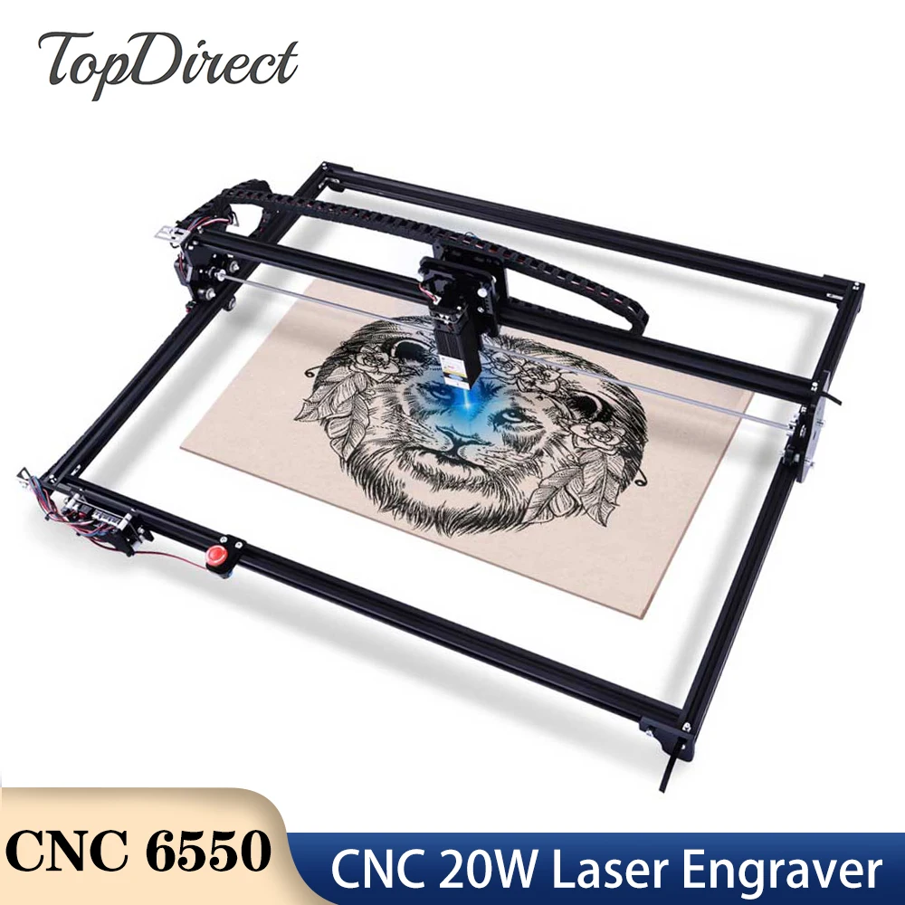 TopDirect CNC 6550 Laser Engraver Tools 2-Axis 20W Power Wood Cutting Laser Engraving Machine CNC DIY Printer Marking Machine