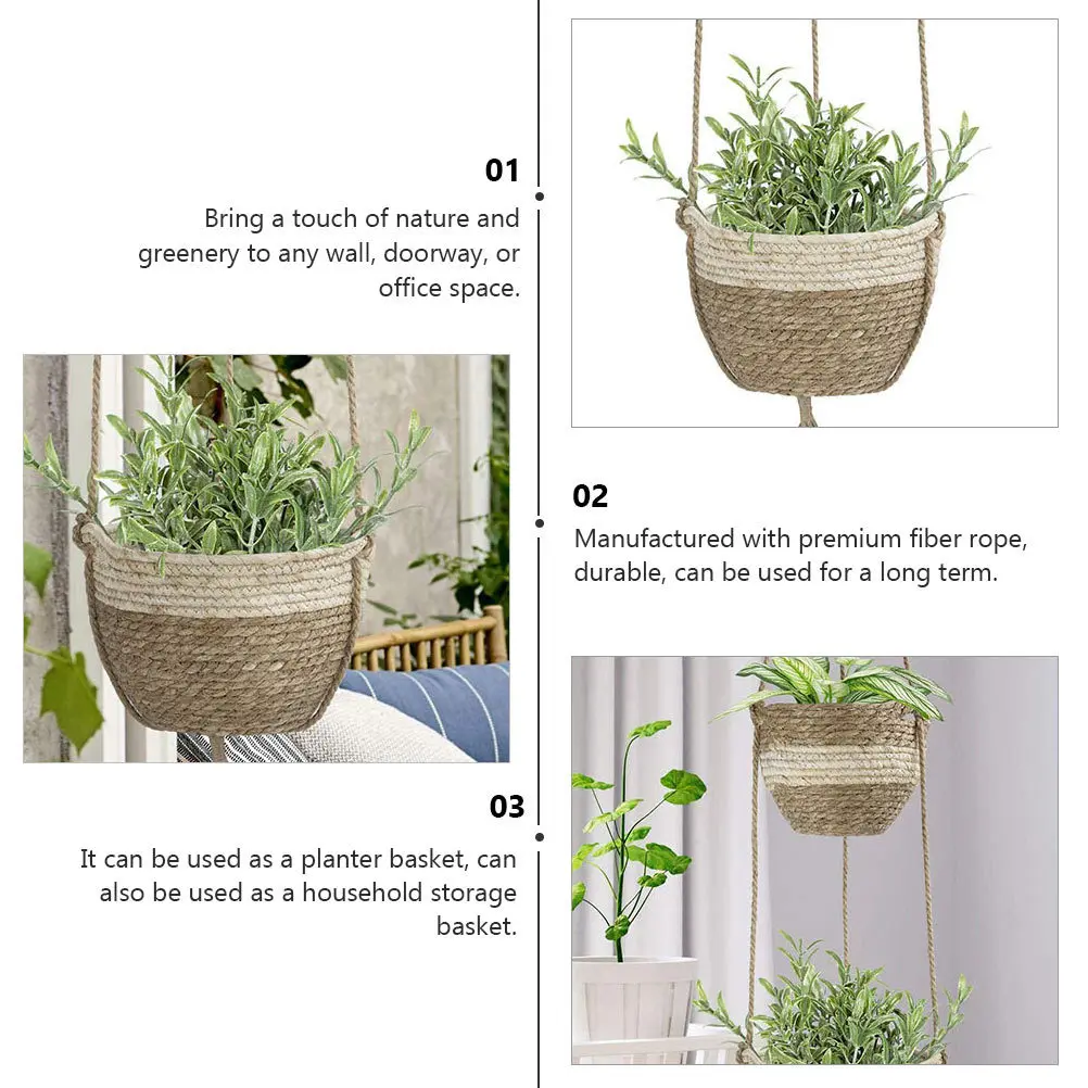 

1Set Hanging Spider Plant Pot Woven Fiber Rope Handwoven Planter Basket for Indoor Home Decor Storage Organizer Vegetables