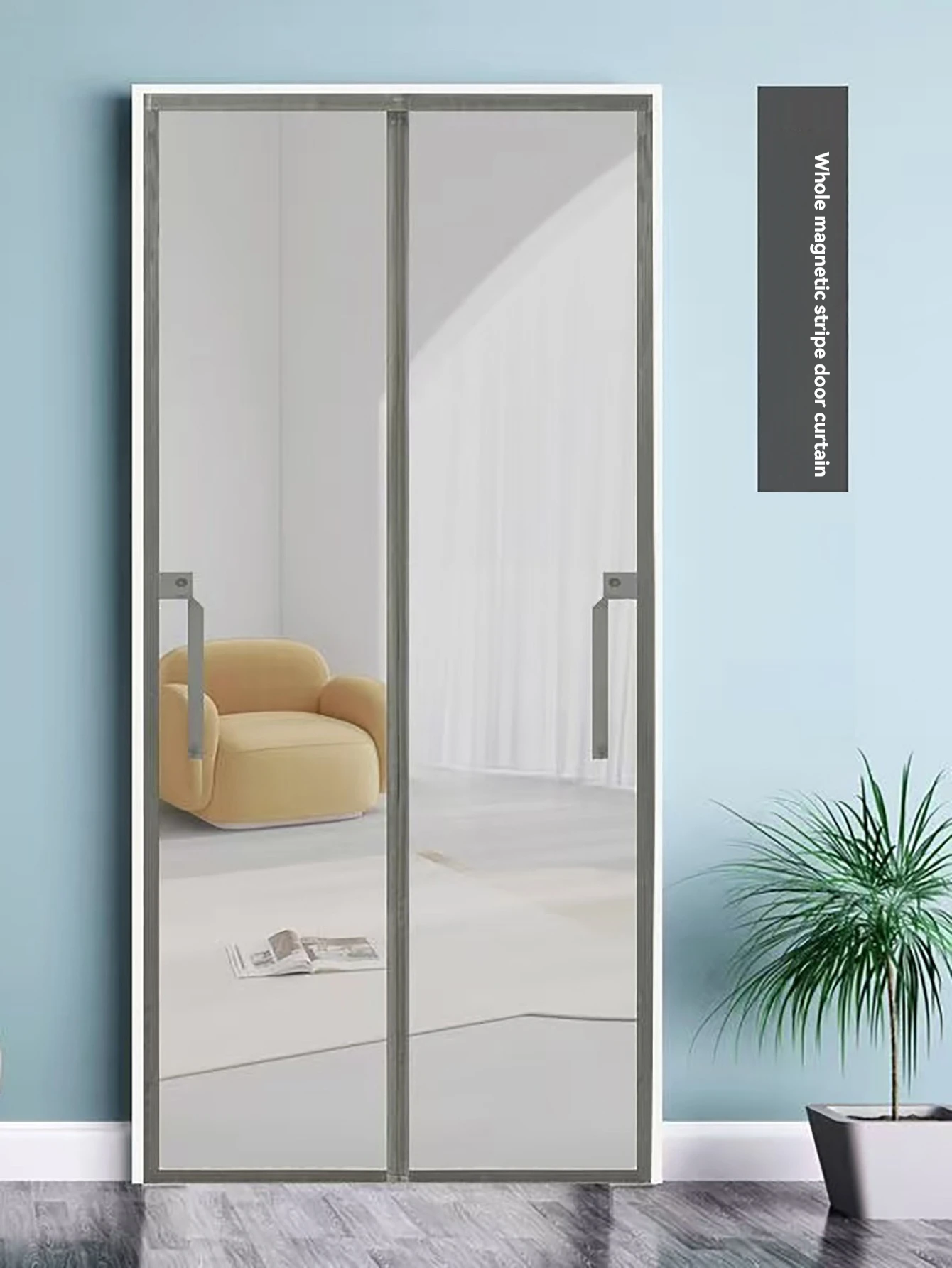 Winter Thermal Transparent Insulating Door Curtain with Full Magnetic Strips for Balcony Door, Air Blocking Curtain for Cold Pro