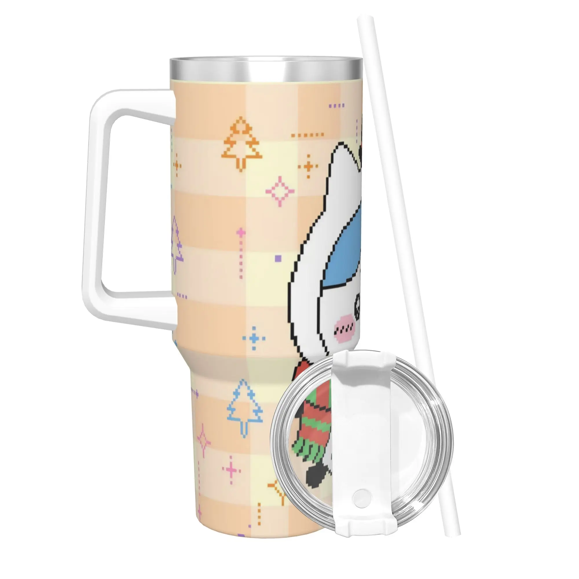 Stainless Steel Tumbler Chiikawas Cute Pixel Thermal Mug  Heat Preservation Cold Drink Mugs Cup Beach Water Bottle