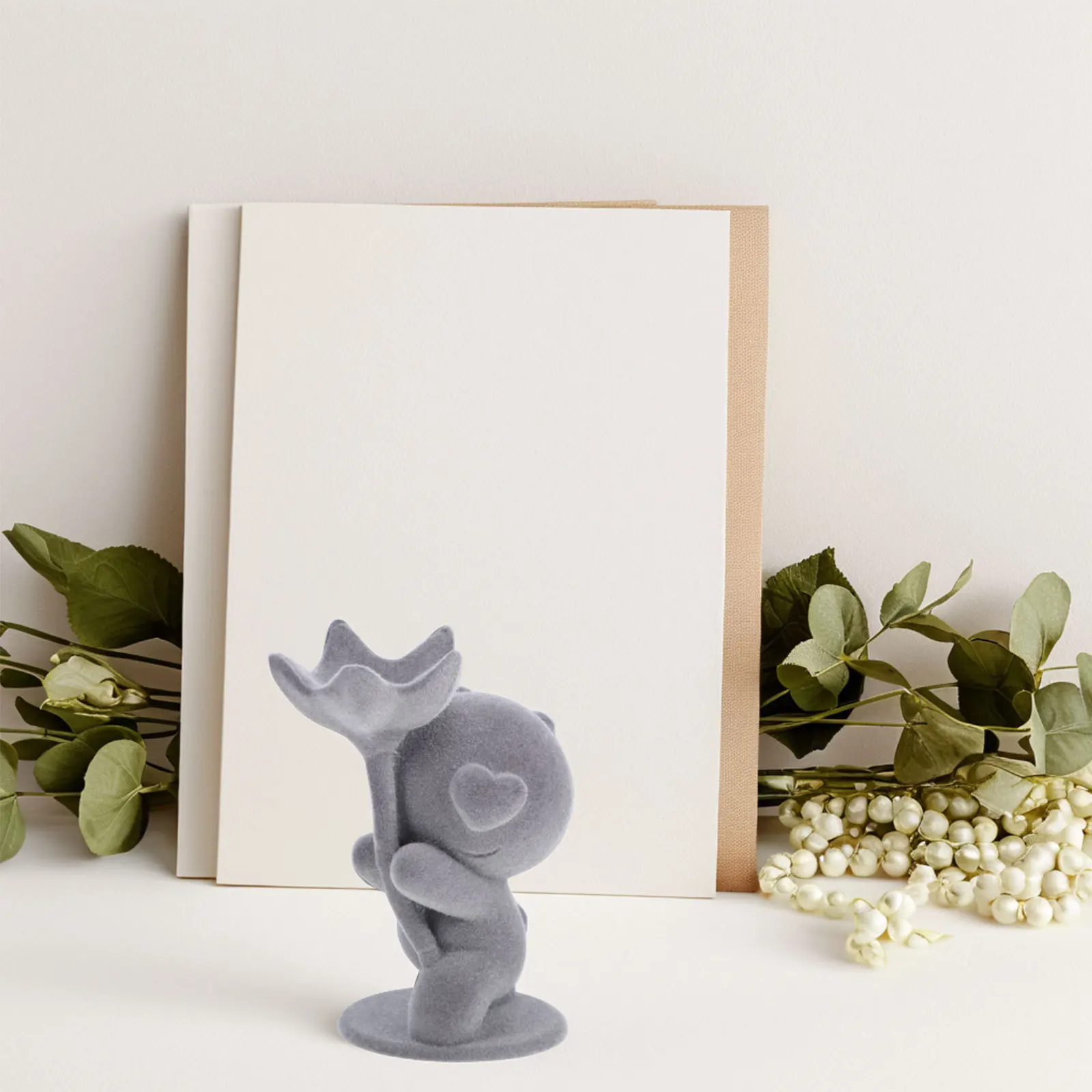 

Forever Flower Bear Home Decor Soft Flocked Romantic Gift Preserved Flower Holder Coffee Table Desk Shelf Decoration