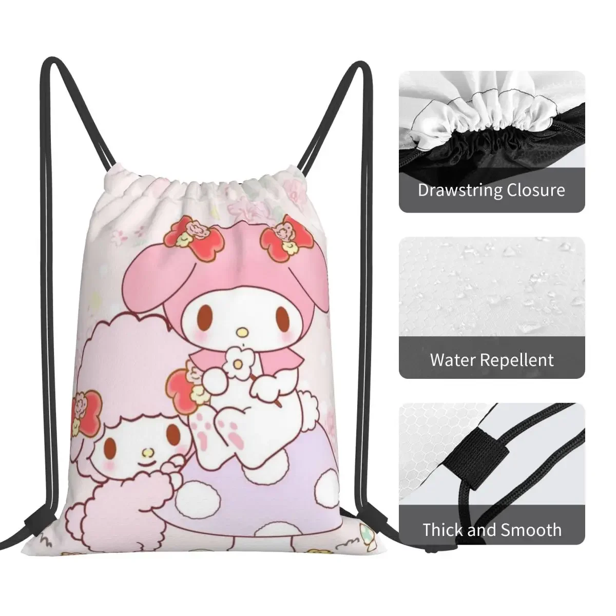 Sanrio Portable Sports Bag Thicken Drawstring Belt Riding Backpack Gym Drawstring Shoes Bag Clothes Backpacks